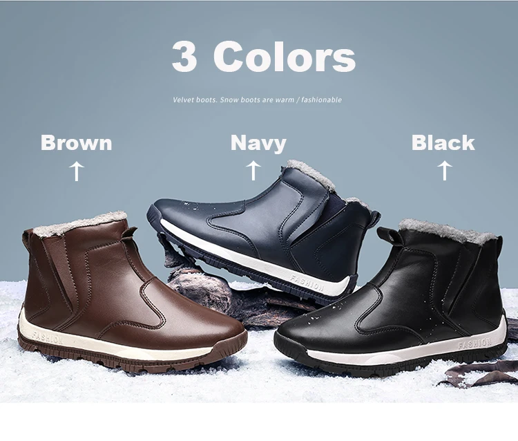 Мужские зимние ботинки; коллекция года; теплые зимние мужские Ботильоны; мужские ботинки на меху; кожаная модная повседневная мужская зимняя обувь
