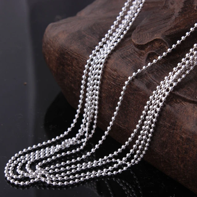 Silver Ball Chain for Necklaces - 26 inch Beaded Jewelry