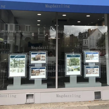 

2PCS Vertical A2 + 4PCS Landscape A2 Single Side Magnetic Acrylic Frame LED Illuminated Light Display Panels for Real Estate