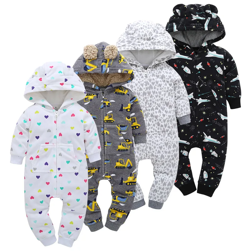 

2018 Autumn Winter Baby Clothes Soft Fleece Cotton for Boy Warm Newborn One Piece Romper Girl