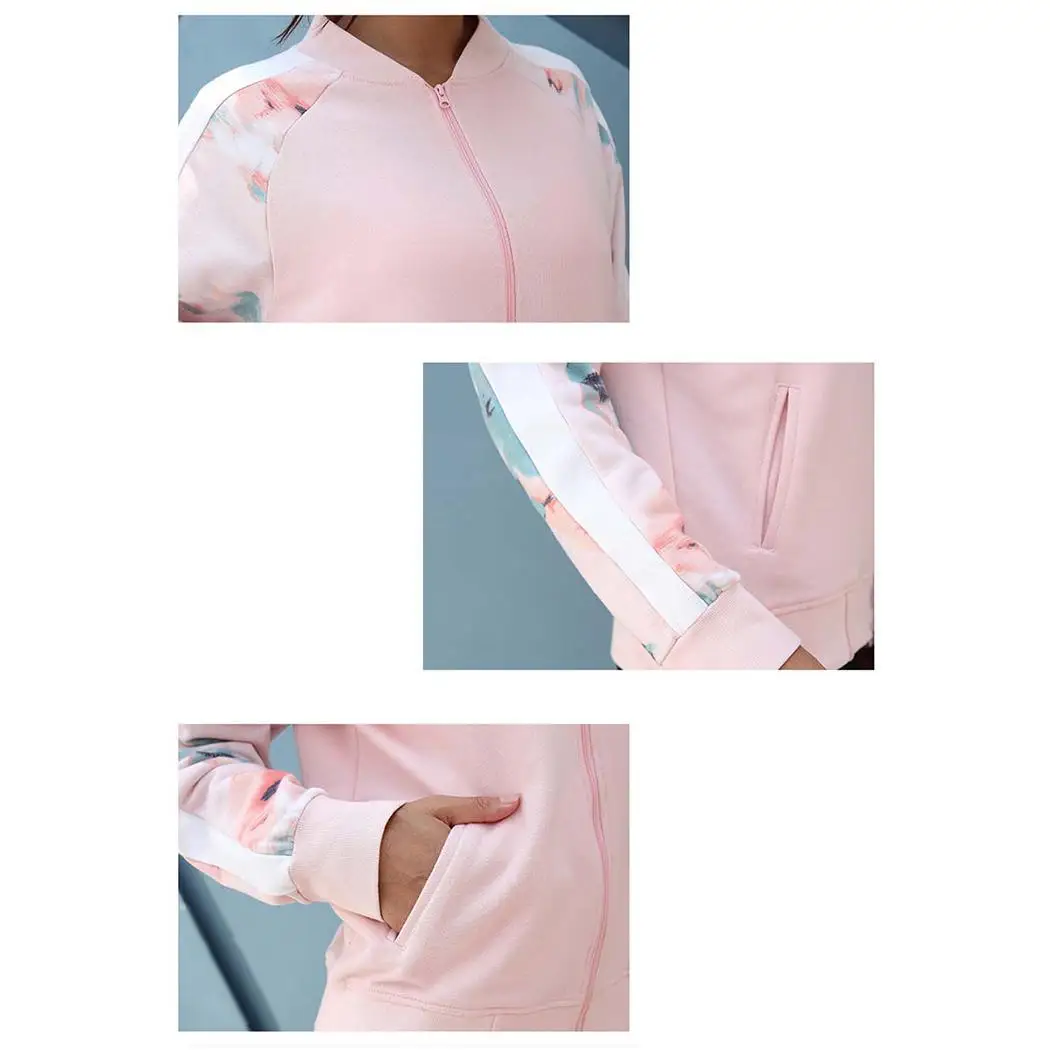 Женский Повседневный Принт пэчворк длинный рукав розовый свободный пэчворк, осень/весна куртки на молнии спортивное пальто обычный