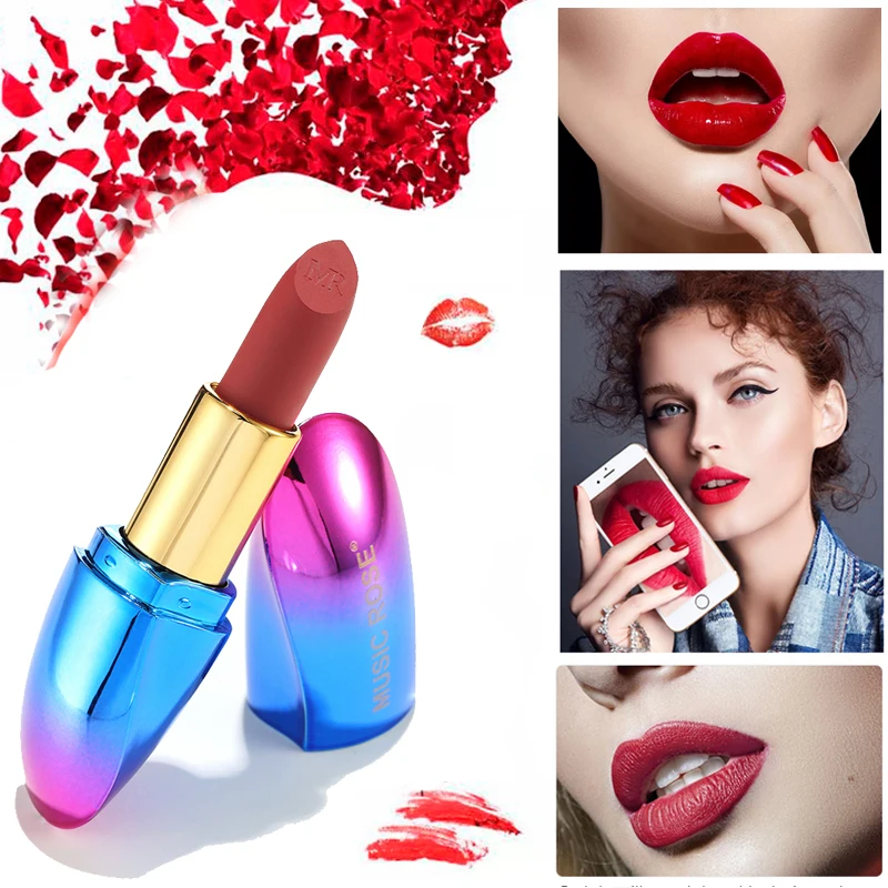 

Matte Lipstick Make Up Lip Stick Shimmer Professional Matte Cosmetic Waterproof Long Lasting Pigment Velvet Sexy Red Lip