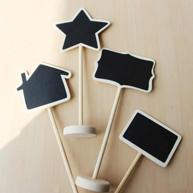 

1set (2pcs)Wood Cute Mini heart and five-pointed star Blackboard memo pads On Message Small Chalkboard Wooden Photo Notes