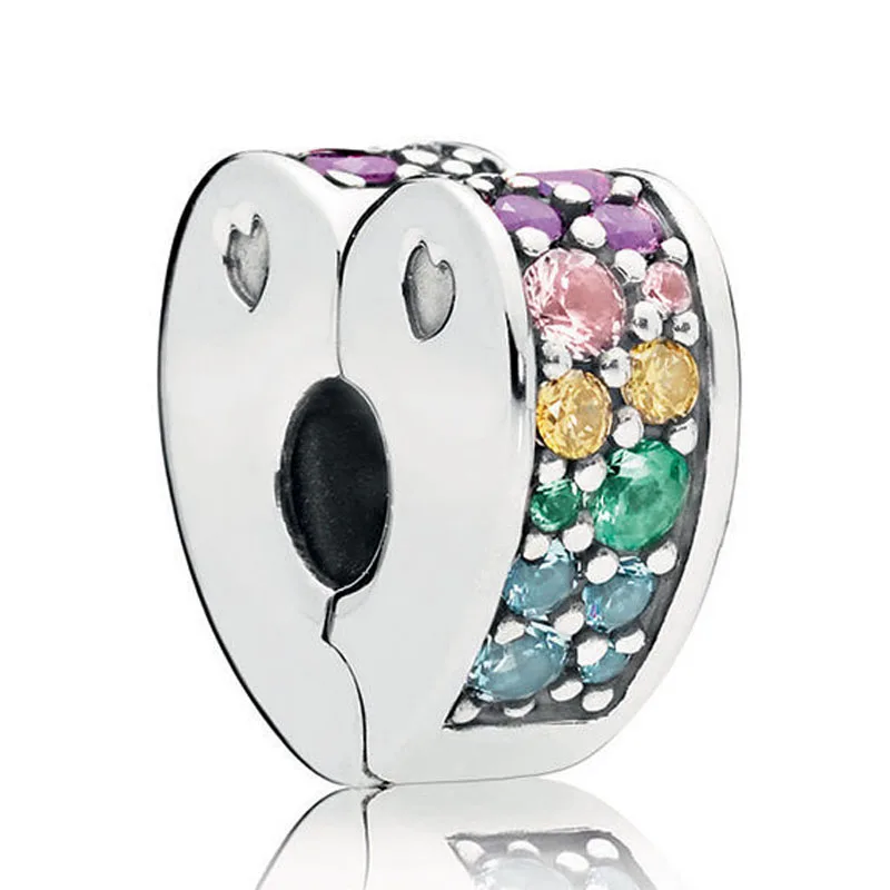 

Arc of Love Clips Stoppers fit Pandora Bracelet Bangle Multi-Colored CZ & Crystals Charms Authecntic 925 Silver DIY Jewelry