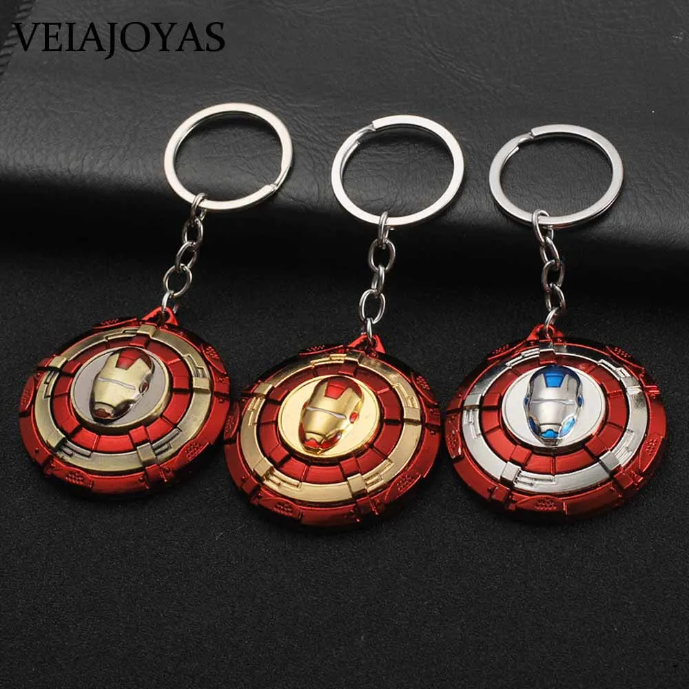 10 unids/lote ezmarvel encanto joyería los Vengadores Metal llaveros superhéroe Batman Ironman capitán película llavero lata giratoria