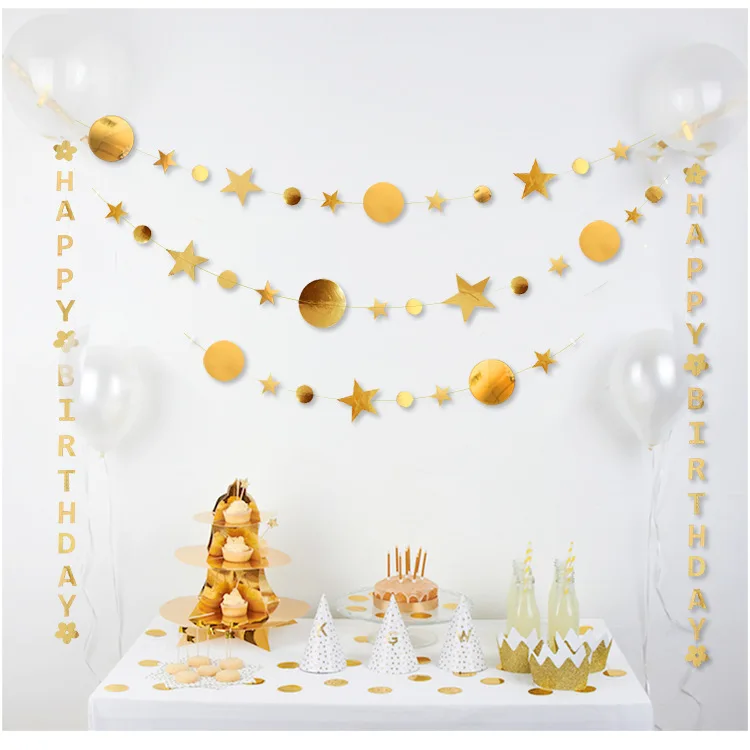 4 м Золотые Серебряные звезды бумажные гирлянды подвесные украшения Рождественские украшения для дома рождественские аксессуары Новогодние товары