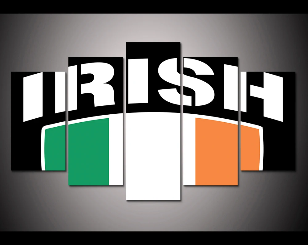 HD print 5pcs canvas IRISH flag canvas wall art painting for living