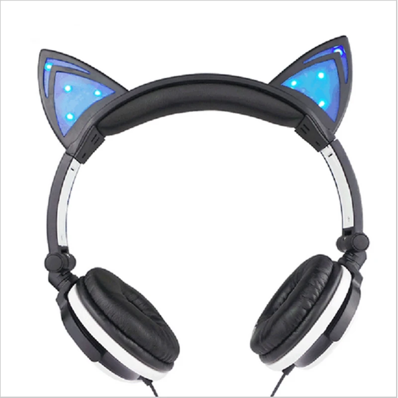 

Foldable Flashing Glowing cat ear headphones Gaming Headset Earphone with LED light For PC Laptop Computer Mobile Phone