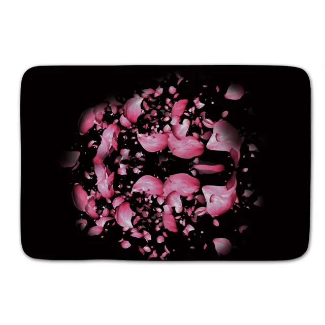 Elegant Pink Petal Pattern of Waterproof Modern Kitchen Mat Home Decor