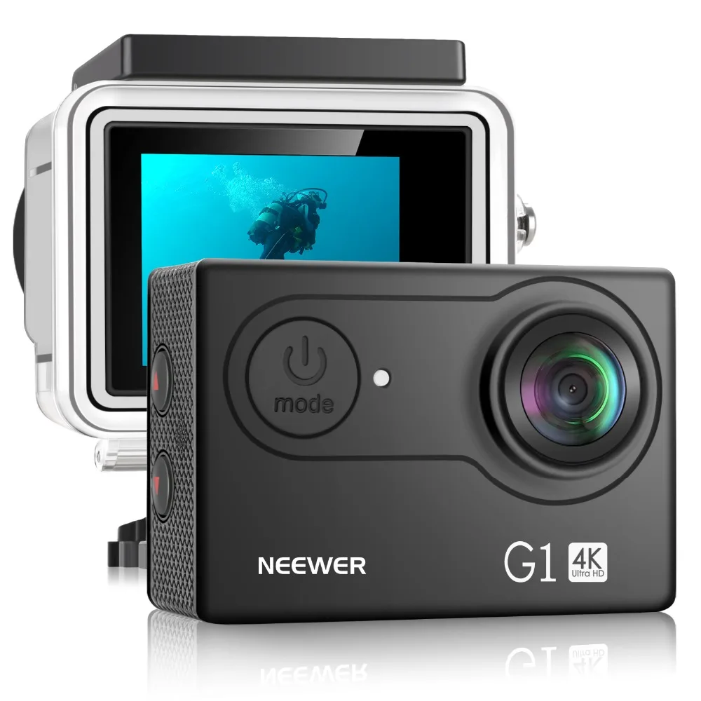 

Neewer G1 Ultra HD 4K Action Camera Waterproof Camera 170 Degree Wide Angle WiFi Sports Cam Sensor 2-inch Screen Accessories Kit