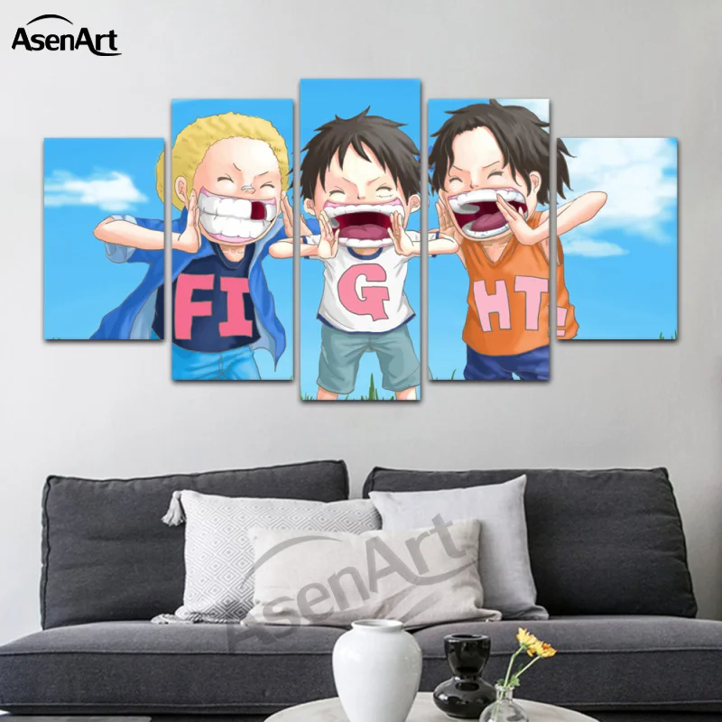 

Wall Pictures 5 Panel Hanging Canvas Art Room Cartoon Posters Prints Painting for Living Room Bedroom Decorative Ready to Hang