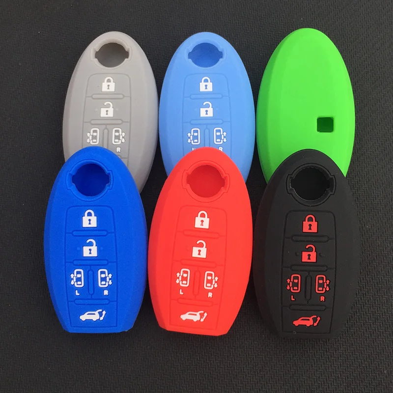 silicone car key cover case shell for nissan quest mpv 5 button remote