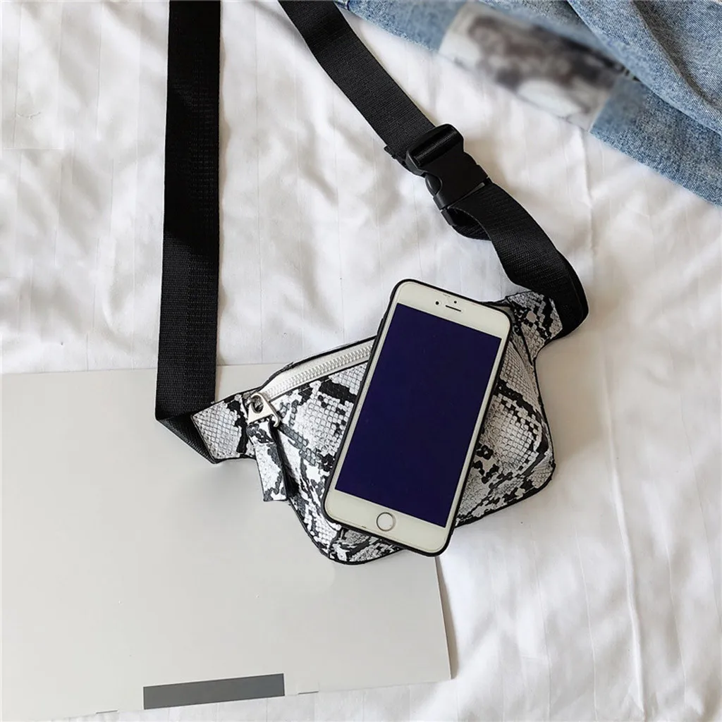 Модная женская сумка-мессенджер со змеиным принтом, повседневная сумка на молнии, сумка-мессенджер на грудь, поясная сумка для телефона