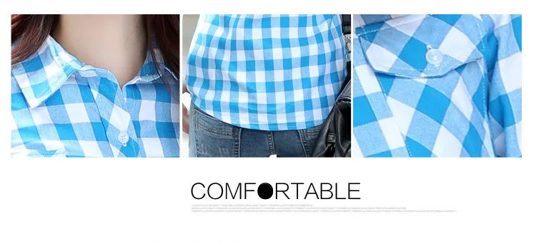 Blusa xadrez de flanela feminina, camisa casual
