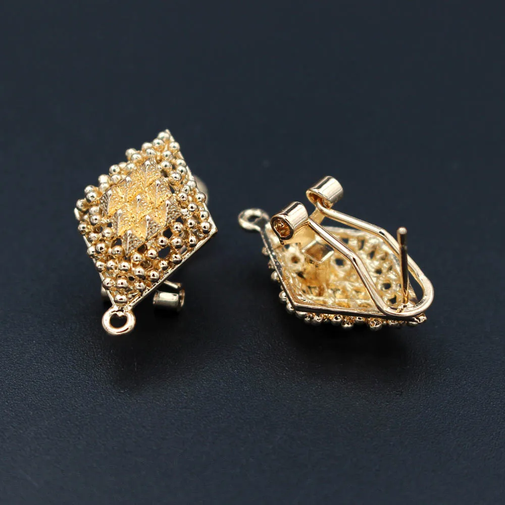

Nigerian Earrings Post with Loop Connector Diamond Shape Findings DIY Metal Indian Arab Chile Middle East Women Wedding Earrings