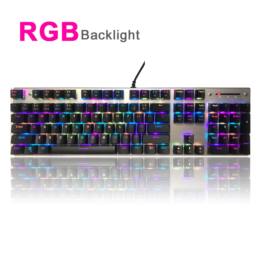 

Metoo ZERO Metal 104 Keys Blue Red Black Switch Russian English Gaming Mechanical Keyboard Backlit for Dota 2 Overwatch Gamer