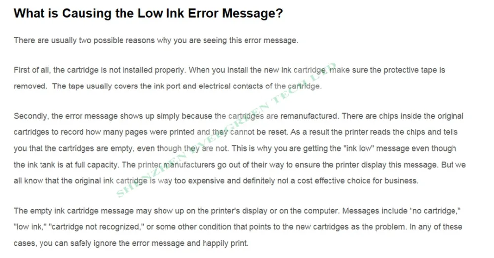 Low ink error 3