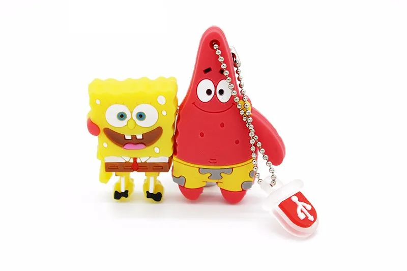 Милый Usb флеш-накопитель Sponge Bob с задней спинкой, usb-накопитель 2,0, 4 ГБ, 8 ГБ, 16 ГБ, 32 ГБ, u-диск, прекрасная креативная мультяшная флешка