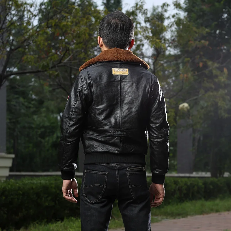 90% OFF Read Description! Asian size men's cow leather fur collar outwear mens cowhide genuine leather embroidery rider jacket 8131