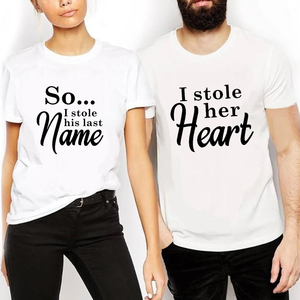 New She Stole My Heart SO i stolen his last name Short Sleeve T-Shirt Valentine Funny Couples T Shirt Matching Couple Clothing New She Stole My Heart SO i stolen his last name Short Sleeve T-Shirt Valentine Funny Couples T Shirt Matching Couple Clothing