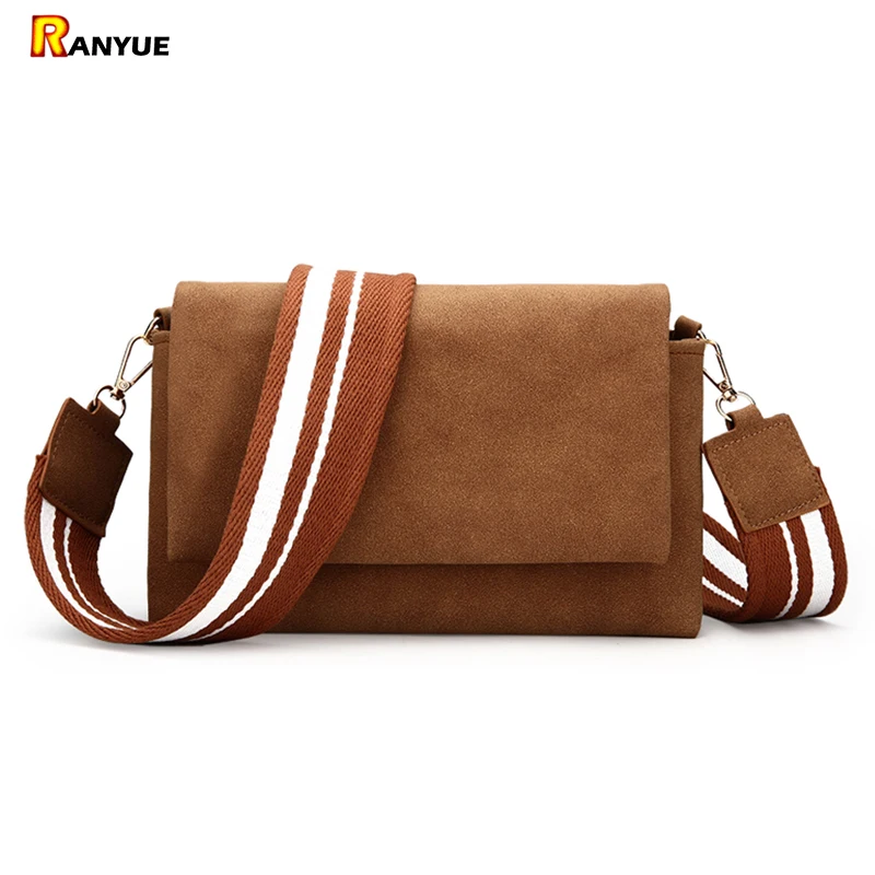 small pouch bag with strap Wide Strap Women Shoulder Bag Nubuck Leather Women Handbag Vintage Women Messenger Bags Mini ...