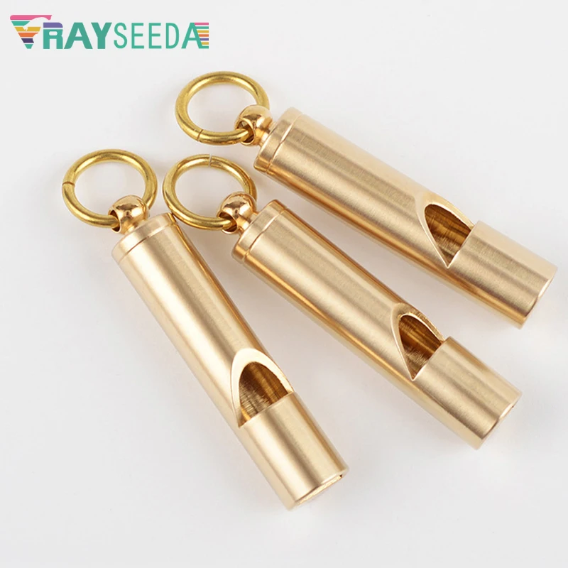 

1pc Rayseeda Explorers Camping Emergency Survival Whistle High Quality Polishing Brass Mini Keychain Whistle Sports Referee Pipe
