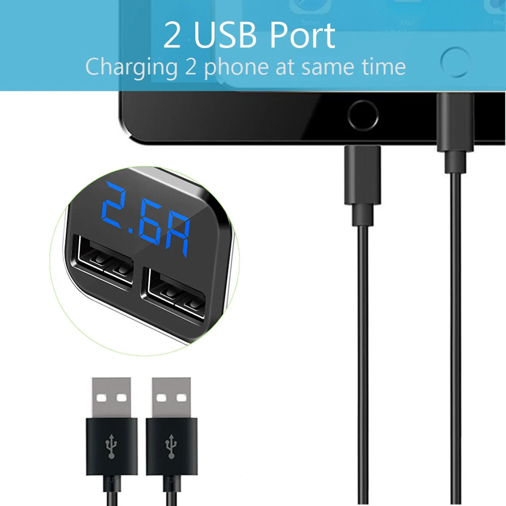 Powstro Быстрая зарядка 4.8A 2 USB Автомобильное зарядное устройство смарт Быстрая Зарядка адаптер со светодиодный вольтметр дисплей Универсальный для всех телефонов