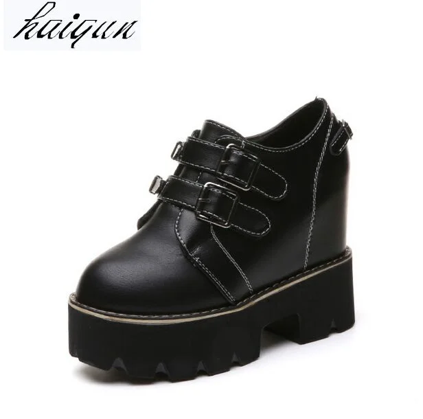 

Woman Fashion Hidden Wedge Heel Lace Up Casual Shoes Spring Autumn Women's Ultra 12cm Heels Shoes Women Single Height Increase