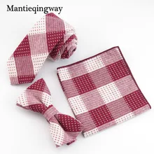 Mantieqingway модный носовой платок галстук-бабочка набор хлопок жаккард мужской клетчатый галстук-бабочка Свадебный квадратный Карманный носовой платок