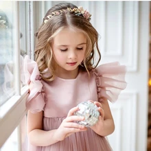 Платье с цветочным узором для девочек, модель года, праздничное платье для девочек на день рождения кружевное платье с аппликацией для девочек на свадьбу