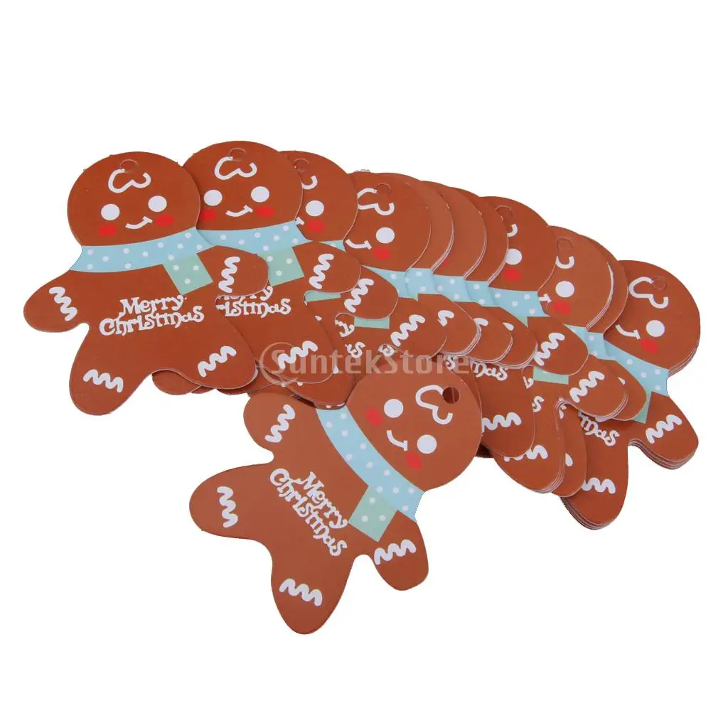 

Phenovo 48-50pcs Chrismas Gingerbread Man Shape Paper Hang Tags Label Cards Free Shipping