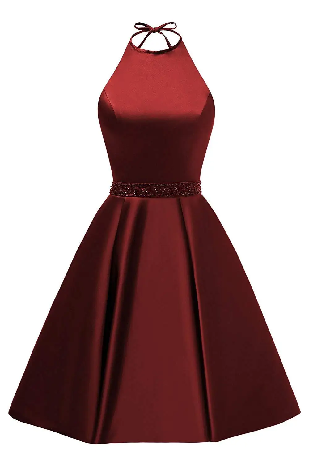 

Short Cocktail Halter Graduation Homecoming Dresses Elegant Burgundy Navy Blue Black Party Dress 2019 with Pockets