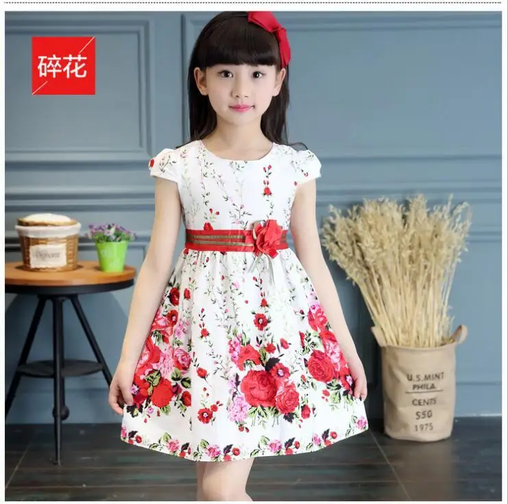 2018 European Style Summer Girl Dress Sleeveless Floral Child Ball Gown Kids Dresses For Girls Wedding 2-10y Vestido | Детская одежда и