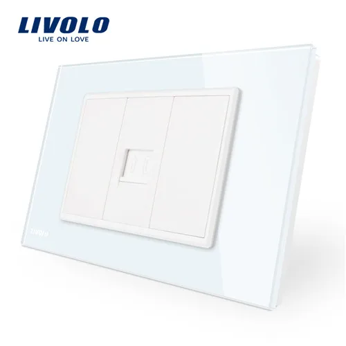 Производитель Livolo ТЕЛ розетка, электрическая розетка Универсальная, белый кристалл GlassPanel, одна группа телефонная вилка, VL-C91T-11 - Тип: White