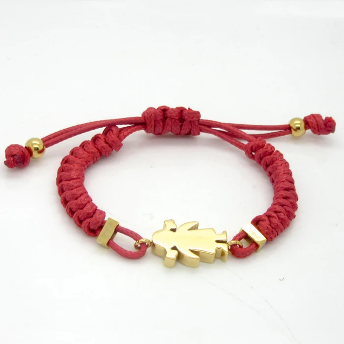 Модные женские и мужские браслеты из веревки, золотые браслеты из нержавеющей стали для мальчиков и девочек, коричневые, красные, черные плетеные браслеты из плетеной веревки - Окраска металла: Girls Red