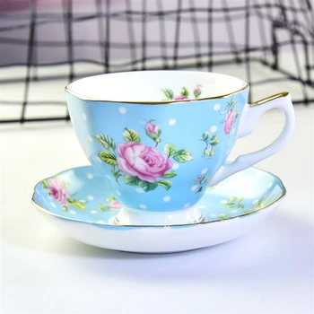 

cup and saucer set tea cup set porcelain coffee cup Bone china Stylish and elegant floral style Cafe restaurant drinking utensil