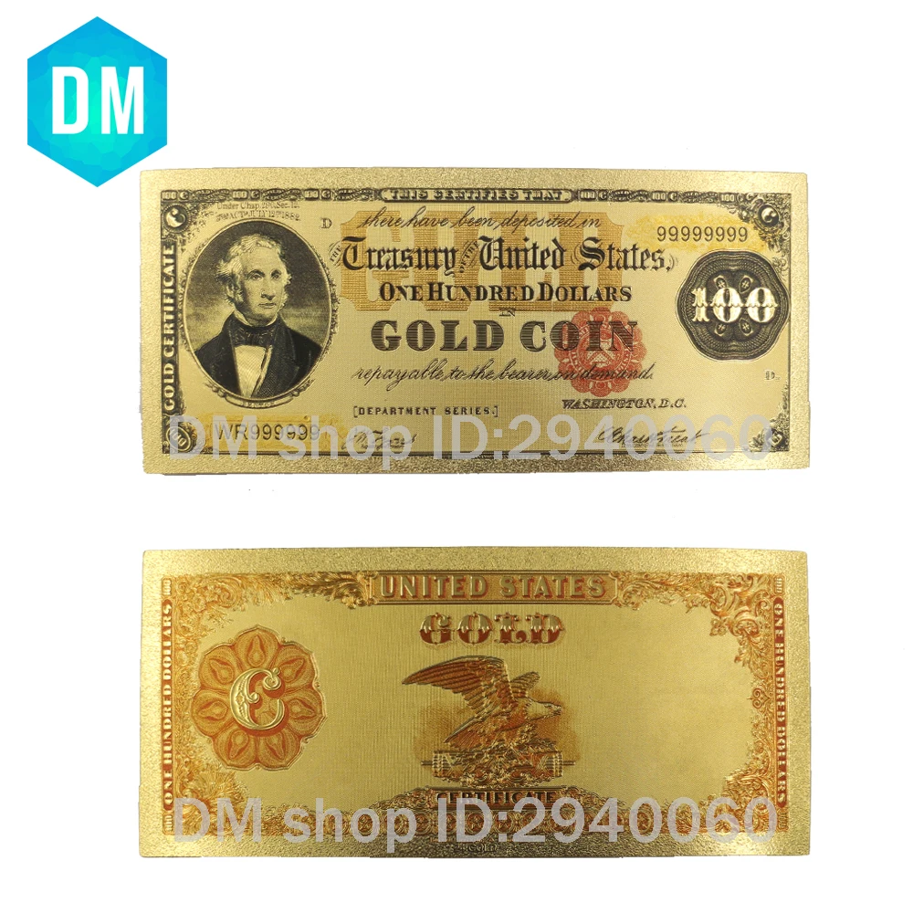Горячая продажа 1908 год цвет США Золото Банкноты 100 доллар банкноты копия денег
