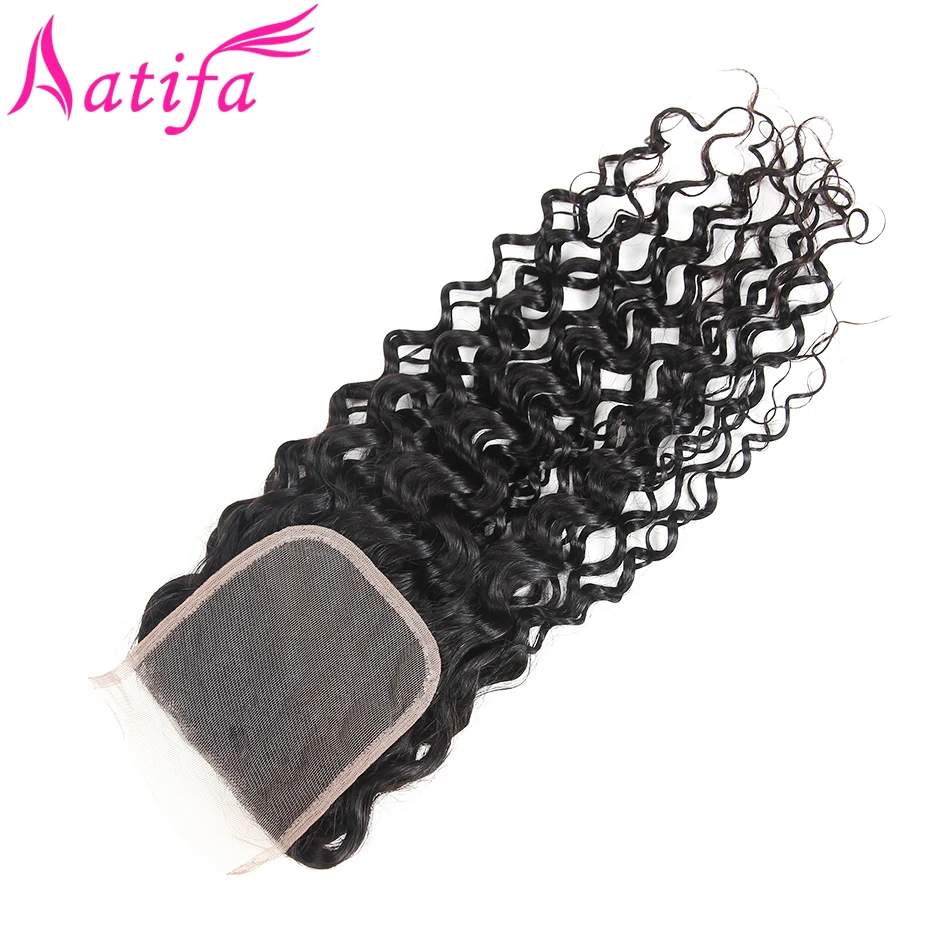 Water Wave 4 Bundles With Closure Human Hair Bundles with Closure 4x4 Aatifa Brazilian Human Hair Non Remy Hair Weave 5pcs/lot