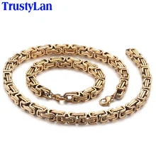 TrustyLan 5/6/8 мм толщиной цепь браслет ювелирные изделия для Для мужчин Для женщин Золотой Цвет Нержавеющая сталь Для Мужчин's Браслеты, ювелирное изделие, длинная Цепочки и ожерелья