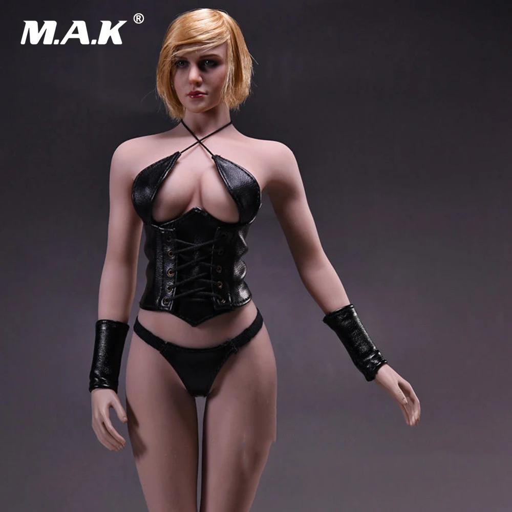 17XG07 Черная Женская одежда 1/6 серии пикантной кожаной обуви нижнее белье набор