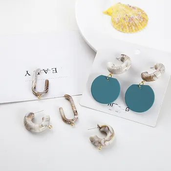 

SEA MEW 10 PCS Fashion Resin Stud Earrings Setting With a Loop For Jewelry Making 43*19mm 34*29mm