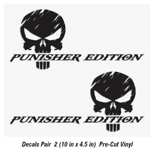 

For 1Pair/2Pcs The Punisher Edition Skull Decal Vinyl Sticker Decals Text Scratch scratched