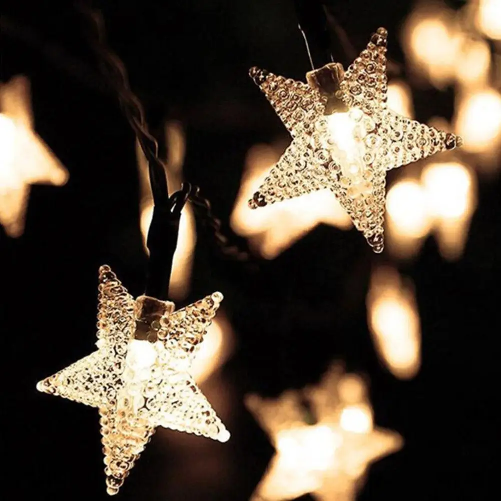 Waterproof LED Solar Powered Star Shape String Light Night Lamp Outdoor