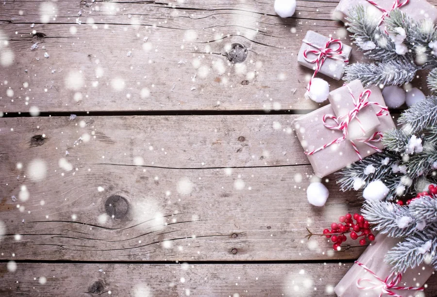 

Laeacco Christmas Wooden Board Gifts Light Bokeh Baby Photography Backgrounds Customized Photographic Backdrops For Photo Studio