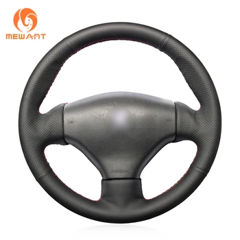 

MEWANT Black Artificial Leather Car Steering Wheel Cover for Peugeot 206 1998-2005 206 SW 2003-2005 206 CC 2004 2005