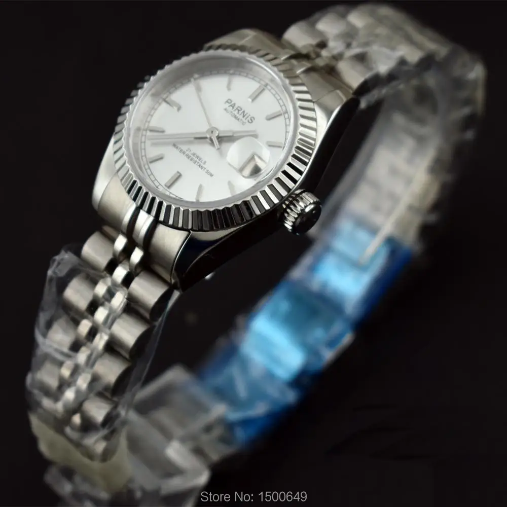 Parnis 26 мм милый маленький и нежный серебряный циферблат oyster Безель автоматические 21 драгоценности Miyota женские часы