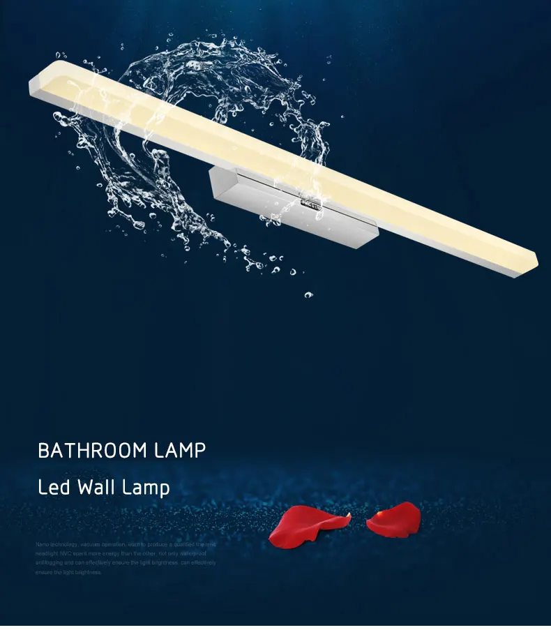 Bathroom Lamp Modern Led Wall Light L60 80 100cm Large Black&Silver Body Led Wall Lamp Bathroom Mirror Front Lights AC110V 220V