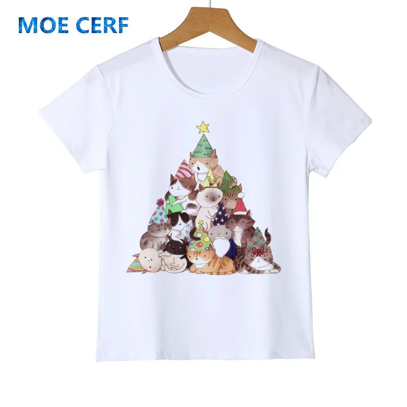 Рождественская дизайнерская зимняя футболка для мальчиков с рисунком собаки и кота футболка с длинными рукавами детская одежда с рисунком для мальчиков и девочек O-44