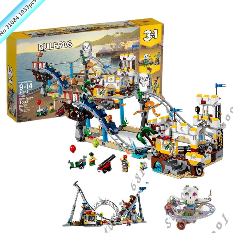 

3in1 Friends Series Pirate Roller Coaster Building Blocks Bricks Compatible 31084 legoingly city Model Building Toys For Child