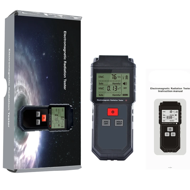 Digital Electromagnetic Radiation Detector Sensor LCD Indicator Data Lock EMF Meter Electric Magnetic Field Frequency Tester